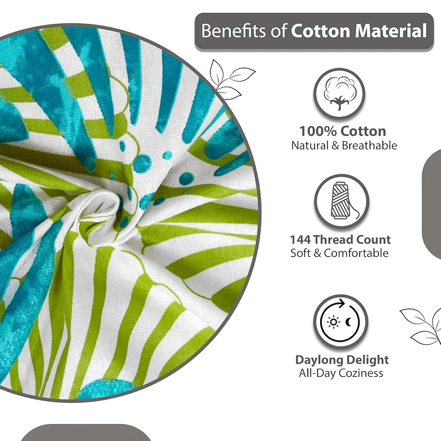 Divine Casa 144 TC Super Soft 100% Cotton Bedsheet for Double Bed  144 Thread Count Geometric Colour Deep Aqua