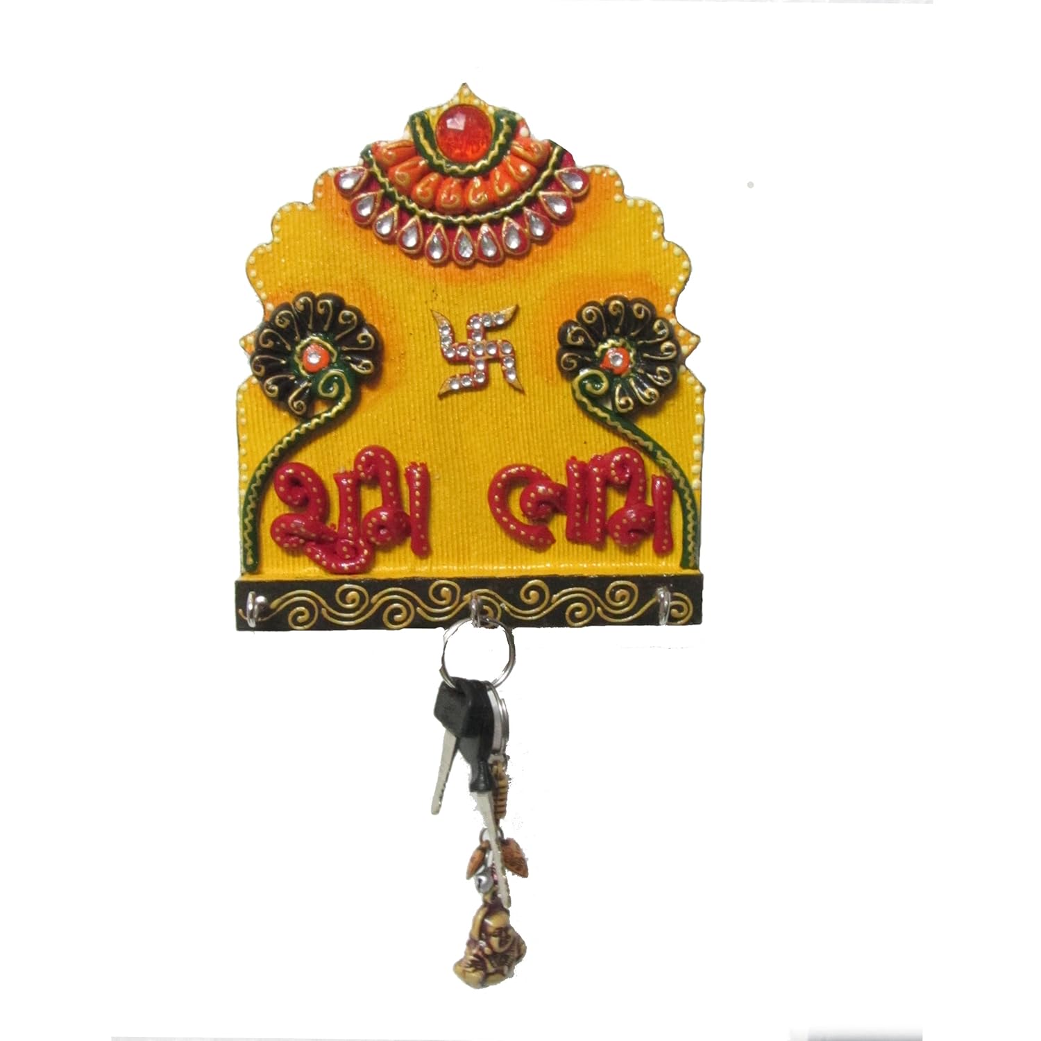 Ecraftindia Papier - Mache Shubh - Labh Key Holder