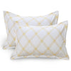 Huesland by Ahmedabad Cotton 186 TC Cotton Pillow Covers Set of 2 | White (Yellow Pattern)