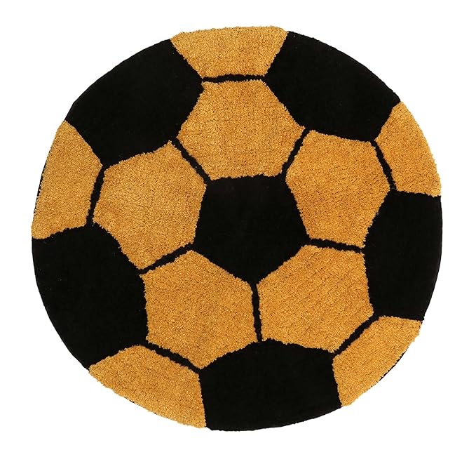 The Home Talk Football Design Kids Cotton Round Bathmats Anti-Skid Soft Bath Rug 60 CM Round