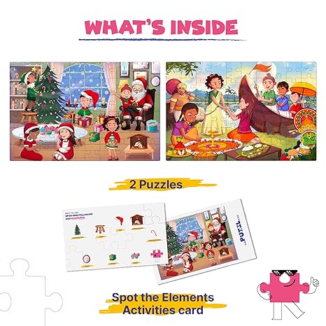 The Puzzl Co - Christmas Puzzle for Kids Set of 2 Jigsaw Puzzles Fun & Educational Puzzle Games