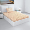 Divine Casa 144 TC 100% Pure Cotton Single Size Bedsheet with 1 Pillow Cover Tropical Leaf Colour Cream Brown