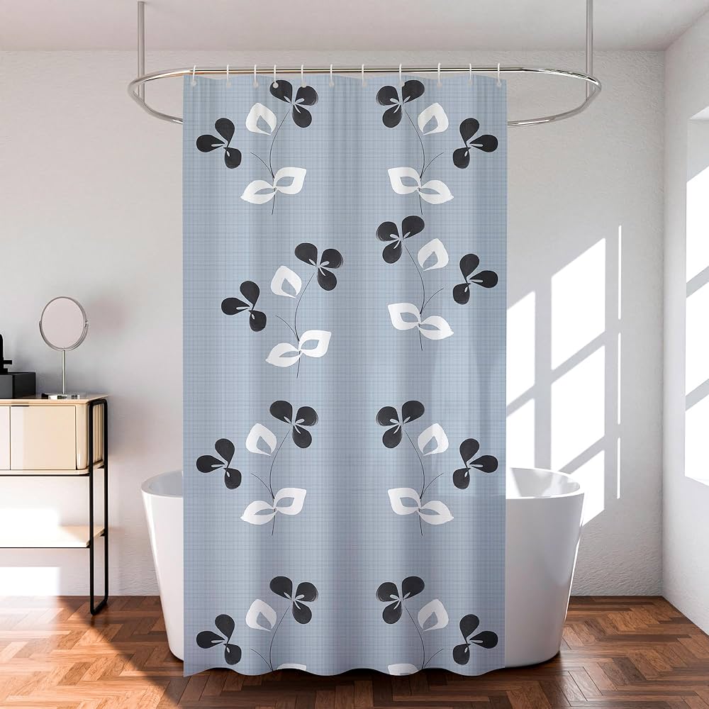 Kuber Industries Shower Curtain Bathroom Shower Curtain 8 Rings Curtain Painting Grey