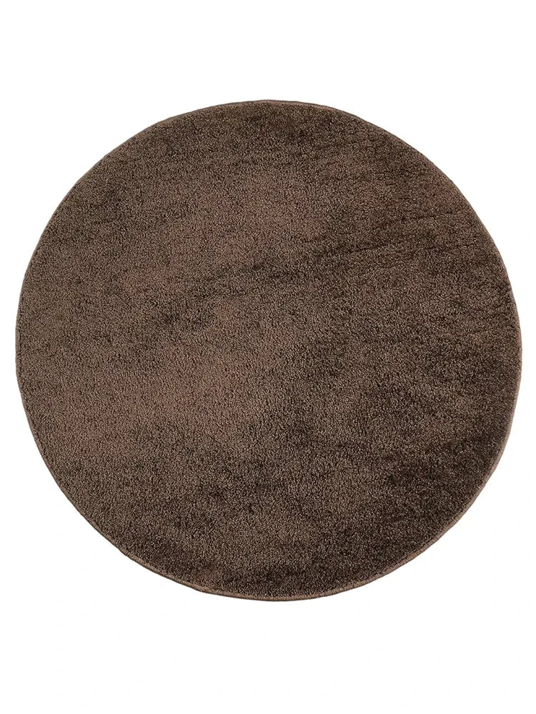 Saral Home Neon Shaggy Yarn Anti-Skid Round Mats Colour Brown