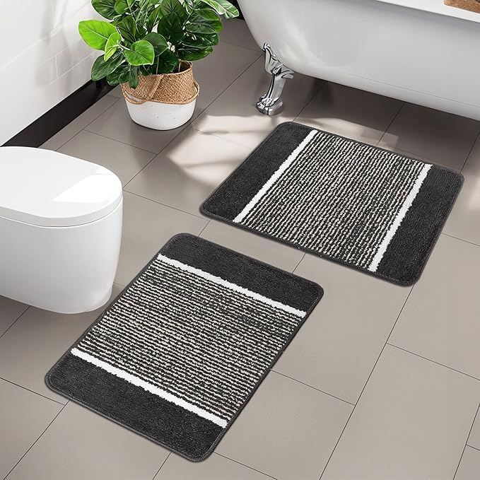 Kuber Industries Anti-Skid Water Absorbent Door Mats for Home Dark Grey Colour