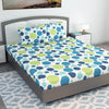 Divine Casa 100% Cotton 144 TC Bedsheet for Double Bed King Size Bedsheet with 2 Pillow Covers Colour Blue Lagoon