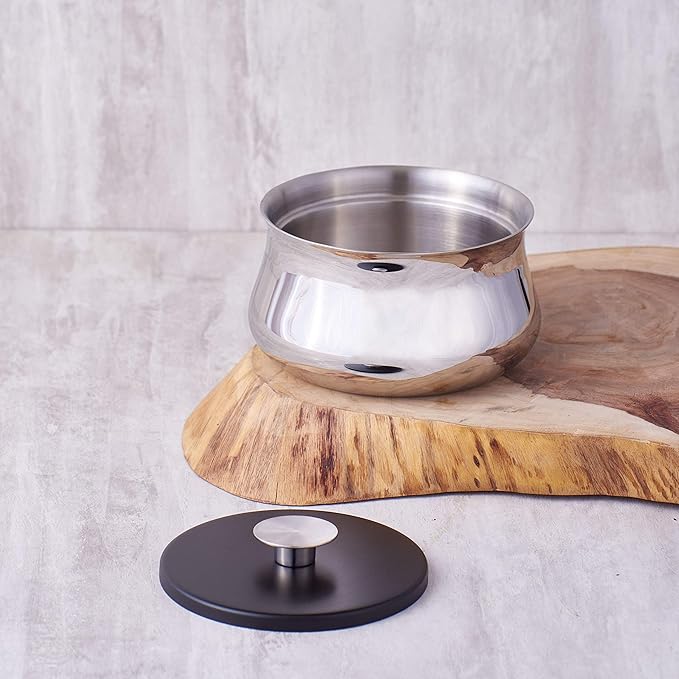 Arttdinox Stainless Steel Double-walled Serving Bowl With Lid | Dining Table Bowl | Curry & Rice Serving Bowl