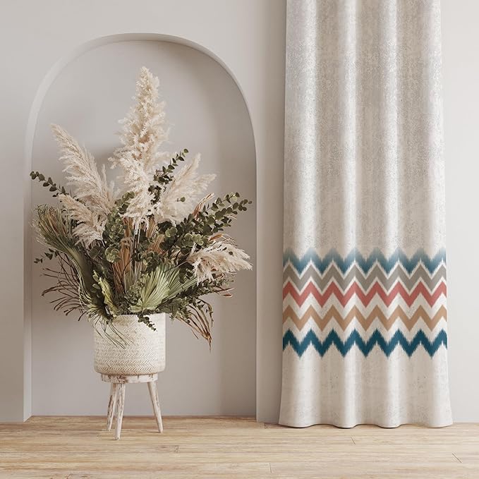 Urban Space Cotton Curtains for Door Set of 2 with Eyelets and TieBack (Colour Panel Ocean Blue)