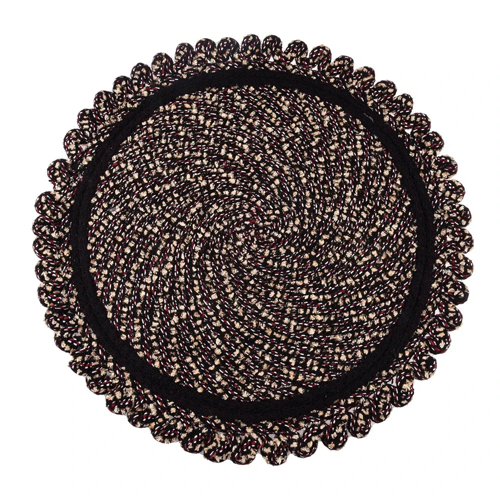 Kuber Industries Door Mat Round Shape Feather Door Mat Cotton Colour Brown