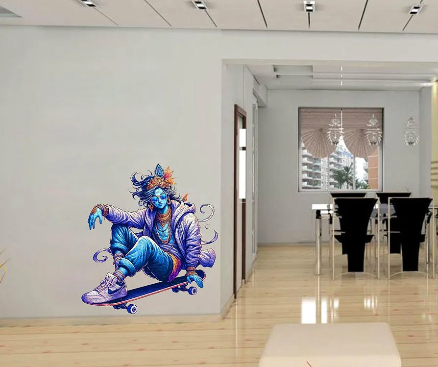 Rng Graphics Pvc Vinyl Self Adhesive Little Krishna Wall Sticker Multicolor 52 Cm X 47cm DW-129L