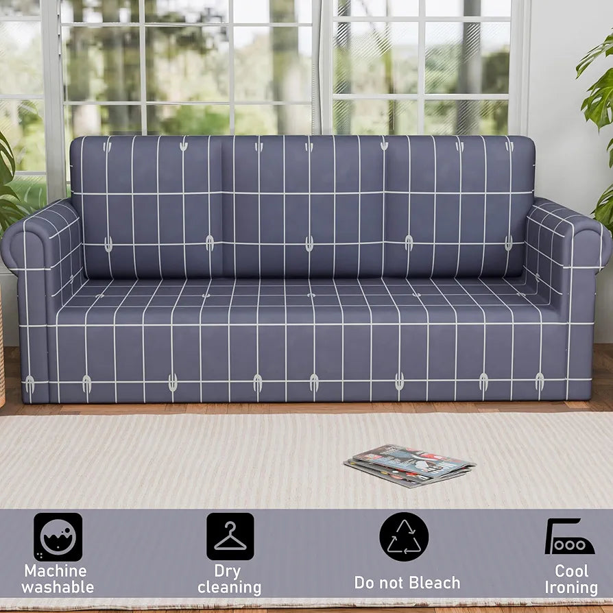 Kuber Industries Elastic Sofa Cover 3 Seater Stretchable Couch Slip Cover Grey