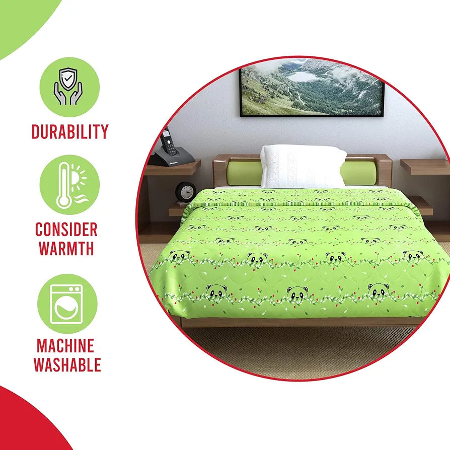 Divine Casa 120 GSM Cotton Single Bed Comforter Soft & Lightweight Reversible All-Season Blanket Colour Paradise Green