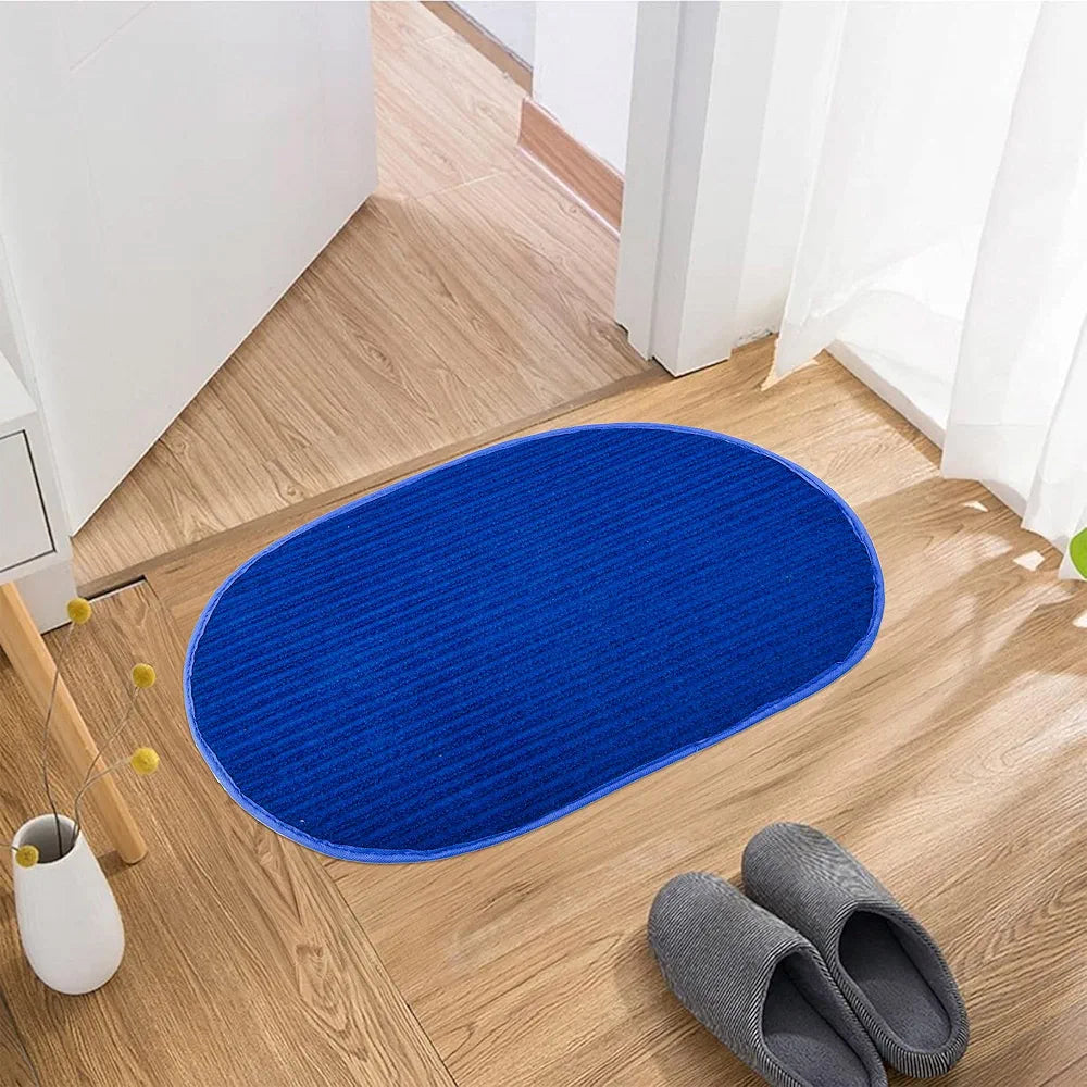 Kuber Industries Door Mat Oval Shape Door Mat Door Entrance Mat Blue Colour