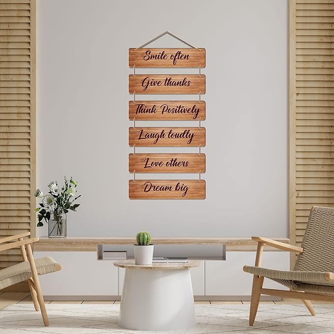 Artvibes Decorative Wall Hanging Ornaments Wooden Art Decoration Item for Living Room | Quotes Item | Set of 6