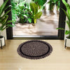Kuber Industries Door Mat Round Shape Feather Door Mat Cotton Colour Brown