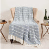 Sajavat Home Hand Knitted Pure Cotton 3 Seater Sofa Throw Colour Grey