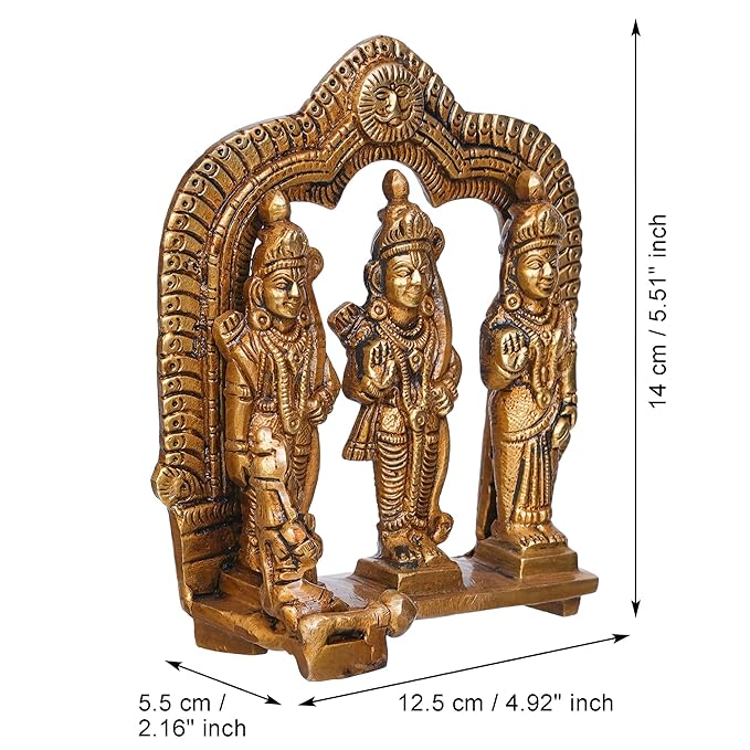Ecraftindia Golden Metal Ram Darbar Murti Statue | Lord Ram Sita Laxman and Hanuman Idol