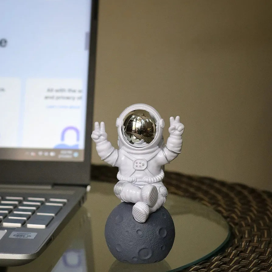 Street27 Sitting Astronaut Figurine Showpiece Silver for Home Décor Idols for Office Desk Table Astronaut Toy