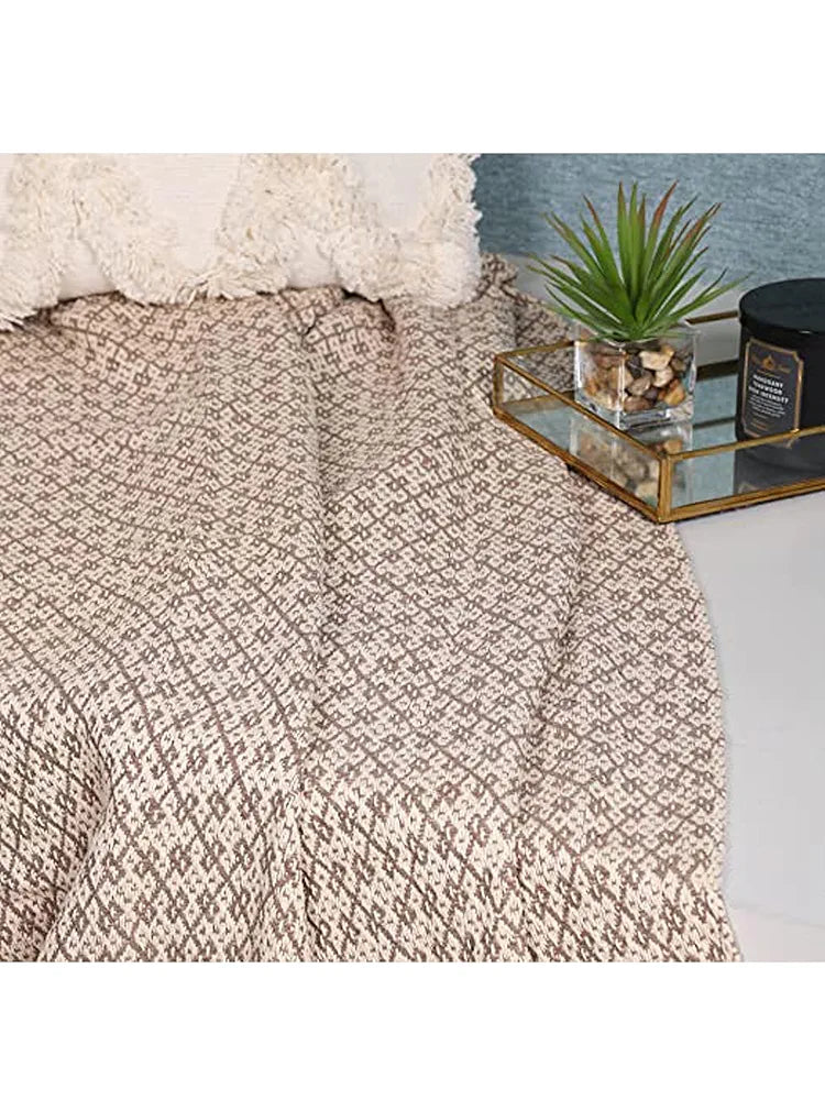 Sashaa World Soft Throw Blanket Colour Beige/Natural