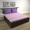 Divine Casa 144 TC 100% Pure Cotton Double Bed Bedsheet with 2 Pillow Covers Geo Petals Colour Lavender Blush