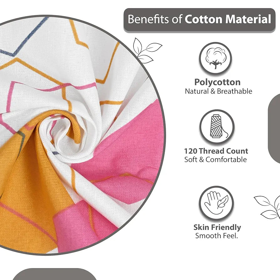 Divine Casa 144 TC Cotton Bedsheet for Double Bed with 2 Pillow Cover