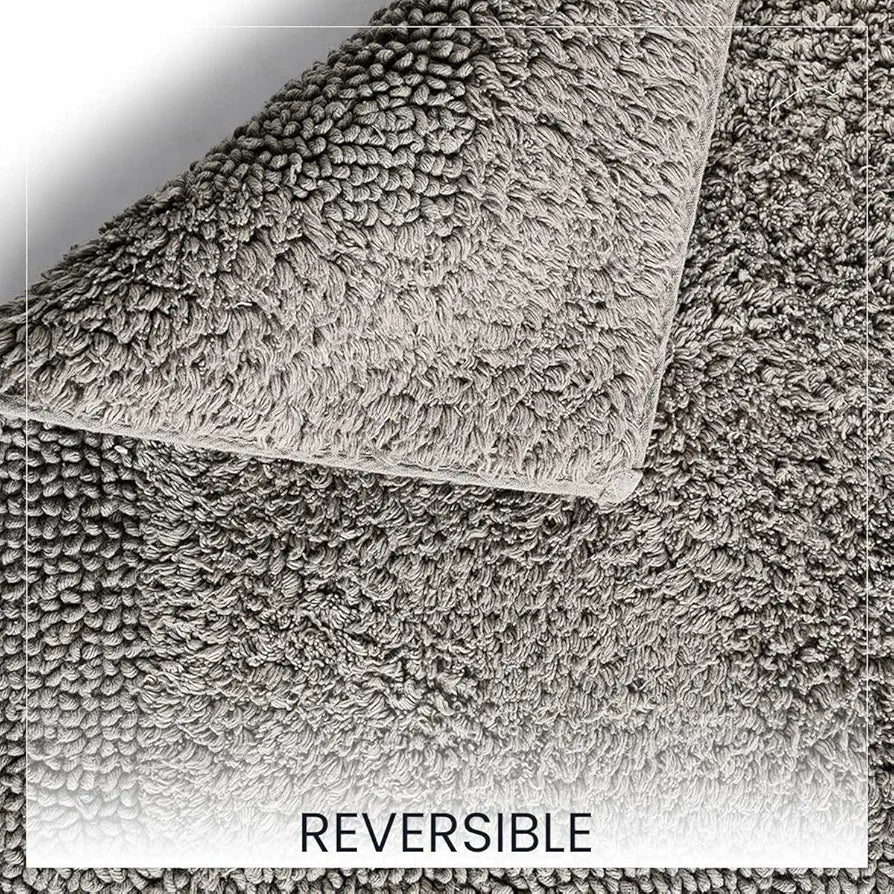 Sashaa World Super Absorbant Cotton Reversible Bath Rectangular Mat Bathroom Rugs Colour Grey