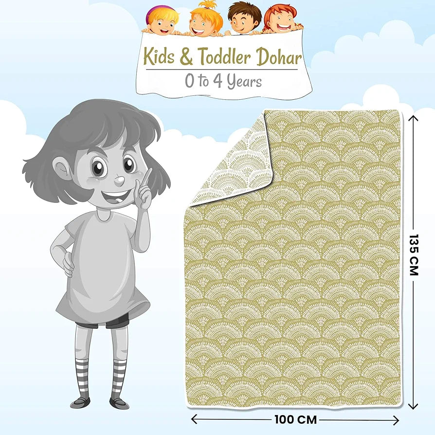 Divine Casa 120 GSM Microfiber Single Kids Dohar Soft & Lightweight Throw Blanket Floral Burst Pattern Colour Soybean & White