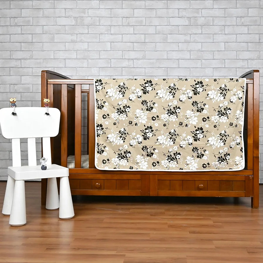 Divine Casa Floret 100% Cotton Single Kids Dohar 120 GSM Soft & Lightweight Throw Blanket Cozy & Breathable Bedding Colour Ivory Sunflowers