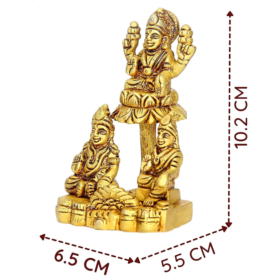 anciently Lakshmi Kubera Statue Small | Small Lakshmi Kuberar Idol Brass, 4 Inches Height, Gold Colour, 1 Piece