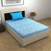 Divine Casa 144 TC Pure Cotton Single Size Bedsheet with 1 Pillow Cover Regal Paisley Colour Silver Sky Blue