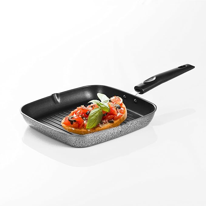 Sumeet Alluminium Non Stick Grill Pan Gas Stovetop and induction friendly 26 cm Silver