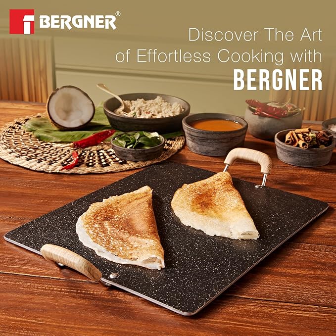 Bergner Bellini Plus Aura 5-layer Non-stick 30cm Pathri Tawa, Flat Rectangle Pathri Tawa