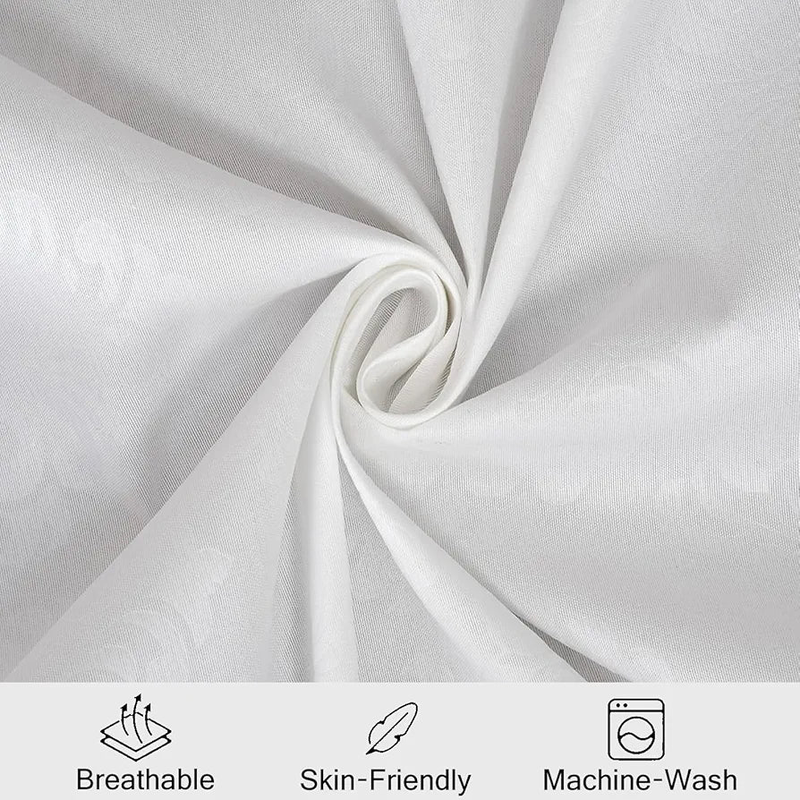 Fresh From Loom Hypoallergenic Microfiber Single Bedsheet Rotary Printed Wrinkle Free with 1 Pillow Covers 144 TC White Damas