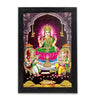 Lifehaxtore Lakshmi With Ganesha and Saraswati Photo Painting with Wooden Frame Black for Temple -Model 1