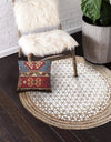 The Home Talk Natural Handcrafted Braided Round Jute Rug 80 cm Traditional Carpet Beige & White