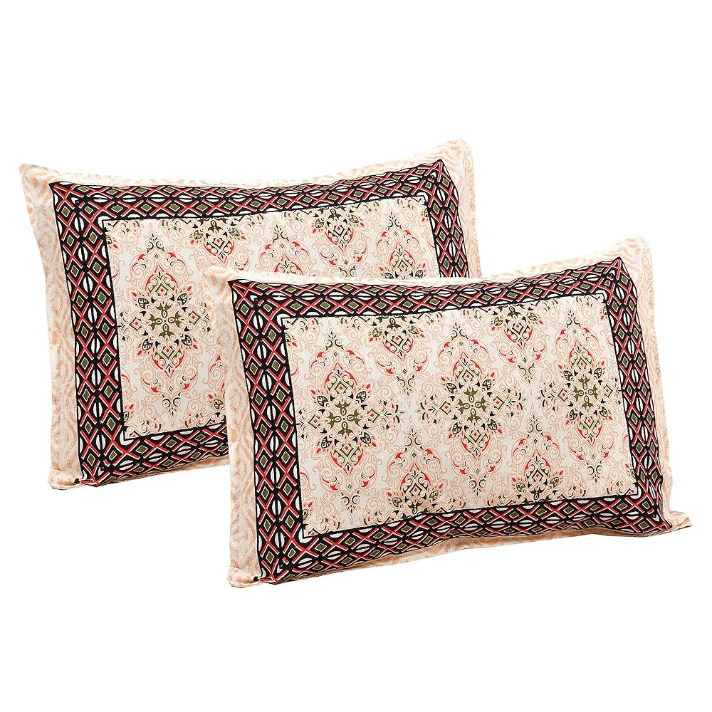 Kuber Industries Double Bedsheet with 2 Pillow Covers 160 TC Premium Cotton Orange