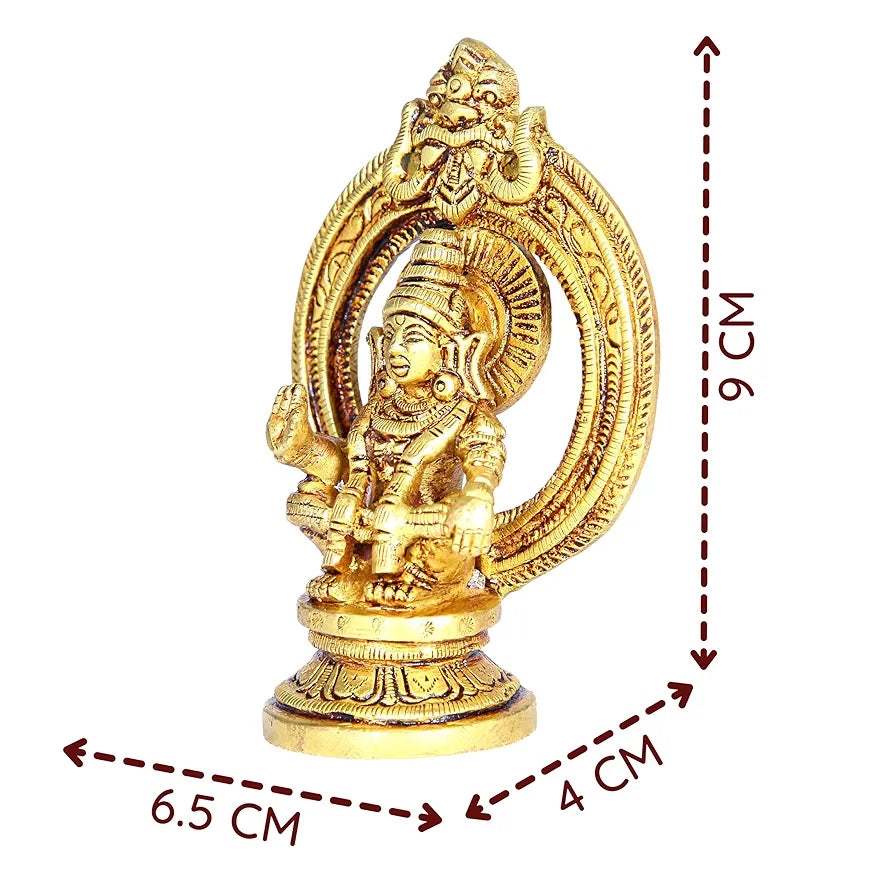 Anciently Lord Ayyappa Idol with Thiruvachi | Ayyappa Idol for Home | Ayyappa Idol with Arch | Arch Ayyappa Idol Brass, 9 CM Height, Gold Colour 1 Piece