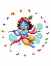 Rng Graphics Pvc Vinyl Little Krishna Wall Sticker With Butterflies Multicolor 55 Cm X 55cm DW-139L