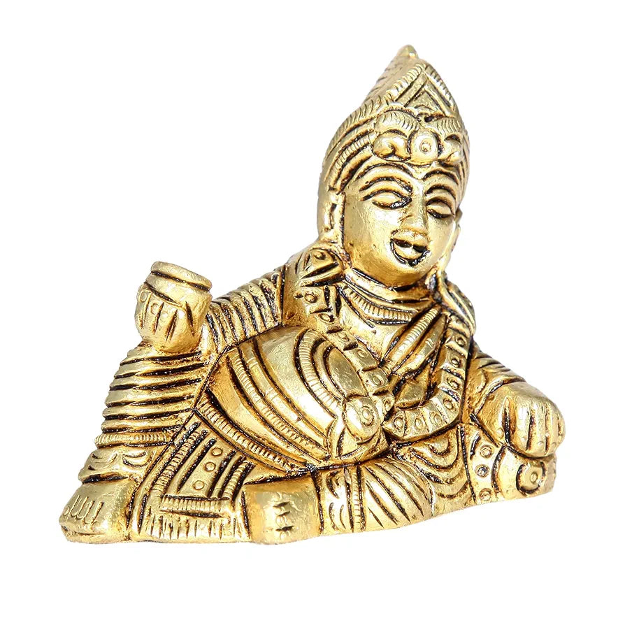 Anciently Kuber Maharaj Murti | Kuber Maharaj Idol | Kuber Maharaj Ki Murti Brass, 6.5Cm Height, Gold Colour, 1 Piece