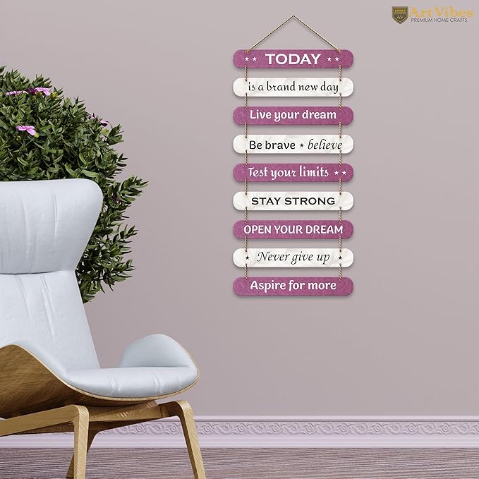 Artvibes Decorative Positive Quote Printed Wooden Wall Hanging for Home Decor Items