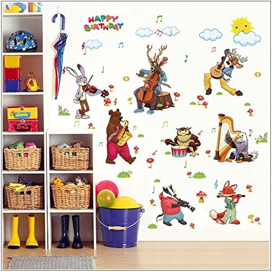 Jaamso Royals Multicolor Zoo Animal Bear Wall Sticker Waterproof and Removable Sticker Zoo Animal Bear Wall Sticker