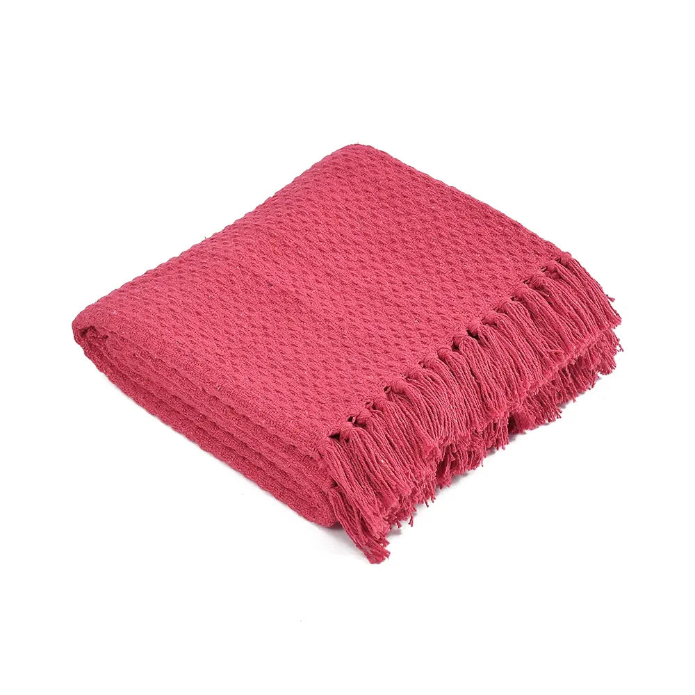 Sashaa World Vibrant Pink Cotton Throw Colour Vibrant Pink