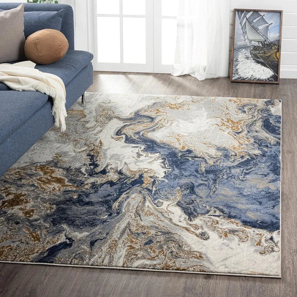 ishro home 3D Jet Multi Printed Carpet Rug Runner and Carpets for Bedroom Colour Marbles 4x6 Feet