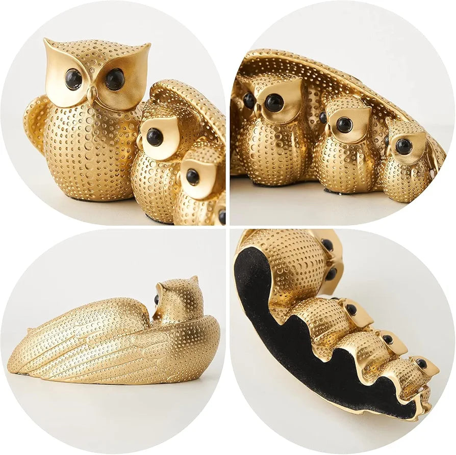 Xtore Golden Owl Family  for Home Decor