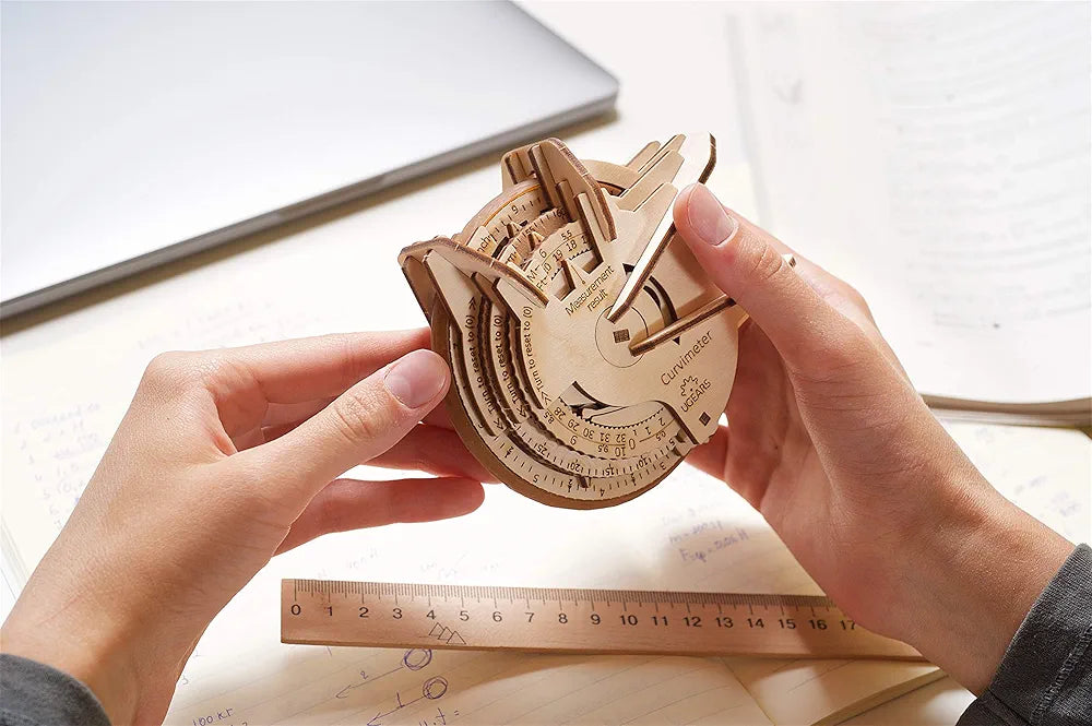 UGEARS STEM Lab Math Series - Curvimeter - Unique Educational and Engineering 3D Puzzles with App | DIY Mechanical Science Kit for Self Assembly | Creative 3D Wooden Puzzles for Adults and Children
