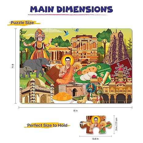 The Puzzl Co - Karnataka Jigsaw Puzzle for Kids Learn Karnataka’s Culture Puzzle with Frame