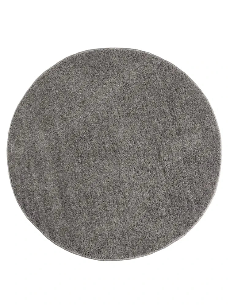 Saral Home Neon Shaggy Yarn Anti-Skid Round Mats Colour Ivory