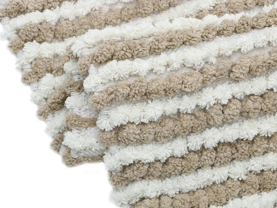 The Home Talk Luxury Chenille Round Bathmats Non-Slip Anti-Skid Colour Beige