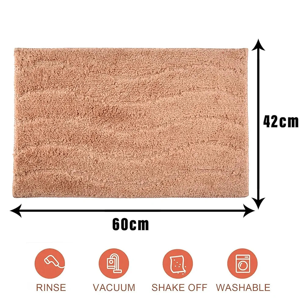 Kuber Industries Waves Shape Velvet Entrance Door Mat Light Brown