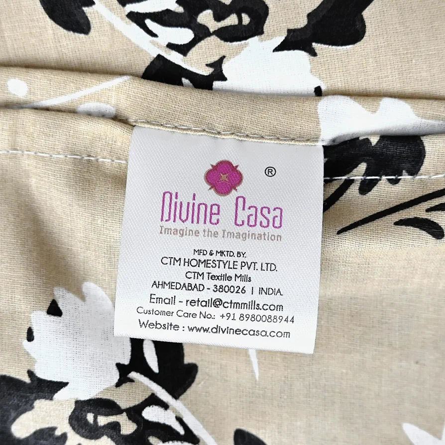 Divine Casa Bedsheet for Single Size Bed 144 TC Cotton Bedsheet for Single Size Bed with 1 Pillow Cover  Floral Colour Beige Sunflower